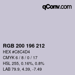 颜色代码: RGB 200 196 212 | qconv.com