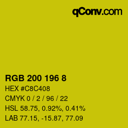 カラーコード: RGB 200 196 8 | qconv.com
