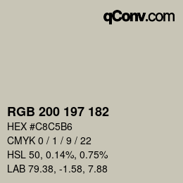 Color code: RGB 200 197 182 | qconv.com