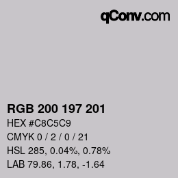 カラーコード: RGB 200 197 201 | qconv.com