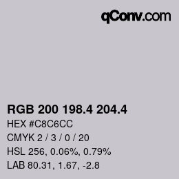 カラーコード: RGB 200 198.4 204.4 | qconv.com