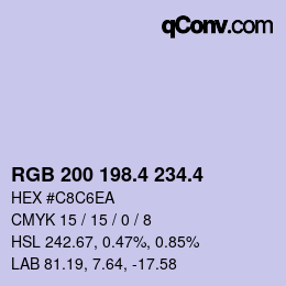 カラーコード: RGB 200 198.4 234.4 | qconv.com