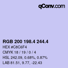 カラーコード: RGB 200 198.4 244.4 | qconv.com