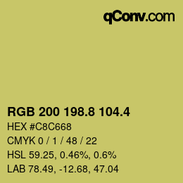 カラーコード: RGB 200 198.8 104.4 | qconv.com