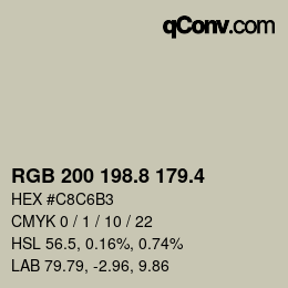 カラーコード: RGB 200 198.8 179.4 | qconv.com