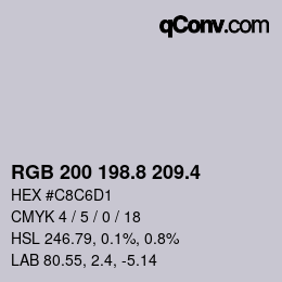 カラーコード: RGB 200 198.8 209.4 | qconv.com
