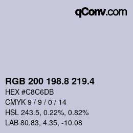 カラーコード: RGB 200 198.8 219.4 | qconv.com