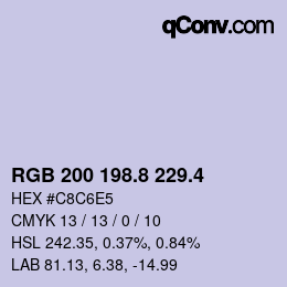 カラーコード: RGB 200 198.8 229.4 | qconv.com