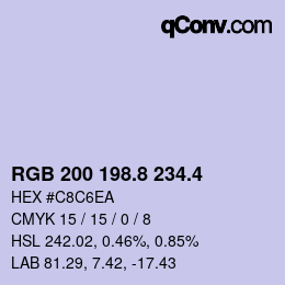 カラーコード: RGB 200 198.8 234.4 | qconv.com