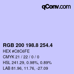 カラーコード: RGB 200 198.8 254.4 | qconv.com
