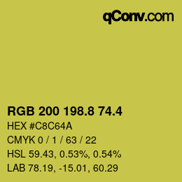 カラーコード: RGB 200 198.8 74.4 | qconv.com