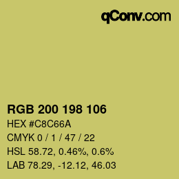 カラーコード: RGB 200 198 106 | qconv.com