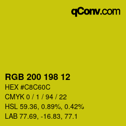 Color code: RGB 200 198 12 | qconv.com