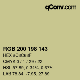 颜色代码: RGB 200 198 143 | qconv.com