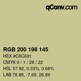 Color code: RGB 200 198 145 | qconv.com