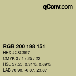 Color code: RGB 200 198 151 | qconv.com