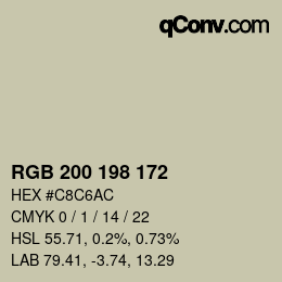 Color code: RGB 200 198 172 | qconv.com