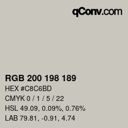Color code: RGB 200 198 189 | qconv.com