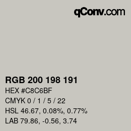 Color code: RGB 200 198 191 | qconv.com