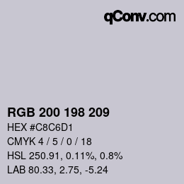 Color code: RGB 200 198 209 | qconv.com