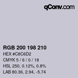 Código de color: RGB 200 198 210 | qconv.com