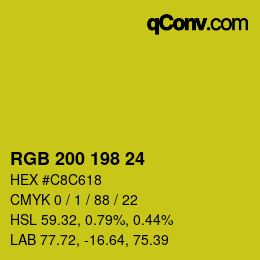 カラーコード: RGB 200 198 24 | qconv.com