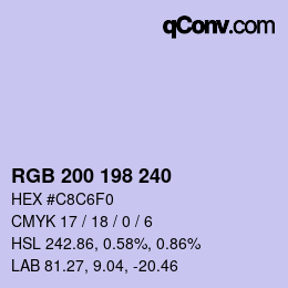 Color code: RGB 200 198 240 | qconv.com