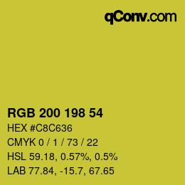 Color code: RGB 200 198 54 | qconv.com