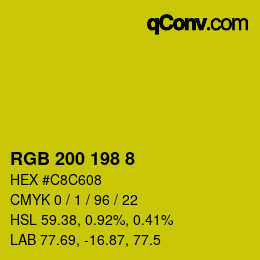 Color code: RGB 200 198 8 | qconv.com