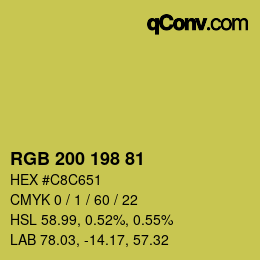 Color code: RGB 200 198 81 | qconv.com