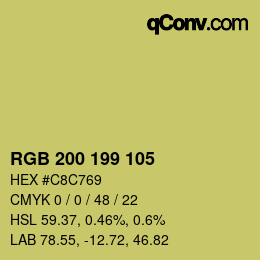 Color code: RGB 200 199 105 | qconv.com