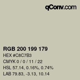 Color code: RGB 200 199 179 | qconv.com