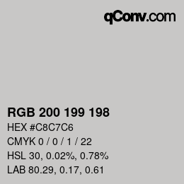 Color code: RGB 200 199 198 | qconv.com