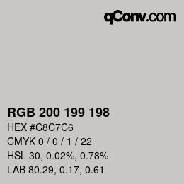 カラーコード: RGB 200 199 198 | qconv.com
