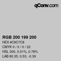 Color code: RGB 200 199 200 | qconv.com