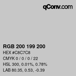 颜色代码: RGB 200 199 200 | qconv.com