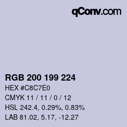 Color code: RGB 200 199 224 | qconv.com