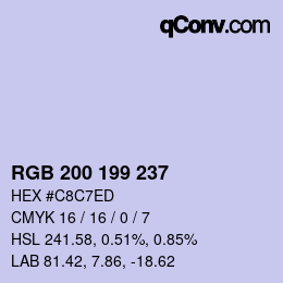 Color code: RGB 200 199 237 | qconv.com