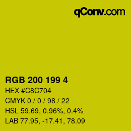 Color code: RGB 200 199 4 | qconv.com