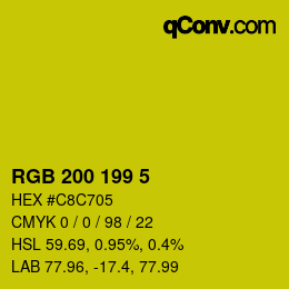 カラーコード: RGB 200 199 5 | qconv.com