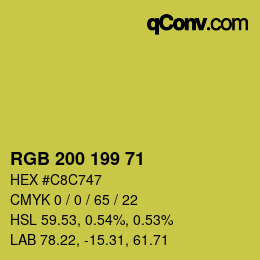 Color code: RGB 200 199 71 | qconv.com