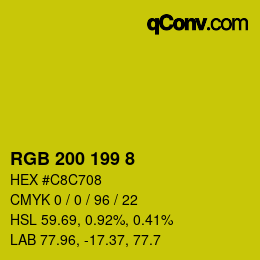 Color code: RGB 200 199 8 | qconv.com