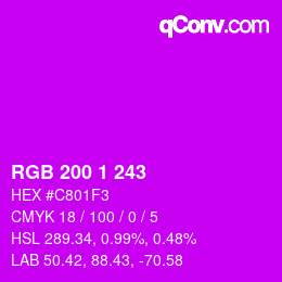 Color code: RGB 200 1 243 | qconv.com