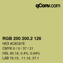 カラーコード: RGB 200 200.2 126 | qconv.com
