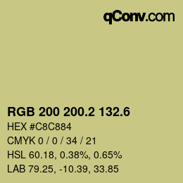 カラーコード: RGB 200 200.2 132.6 | qconv.com