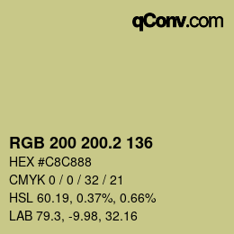 カラーコード: RGB 200 200.2 136 | qconv.com