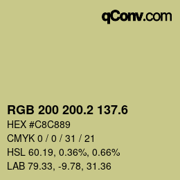 カラーコード: RGB 200 200.2 137.6 | qconv.com