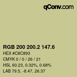 カラーコード: RGB 200 200.2 147.6 | qconv.com