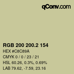 カラーコード: RGB 200 200.2 154 | qconv.com