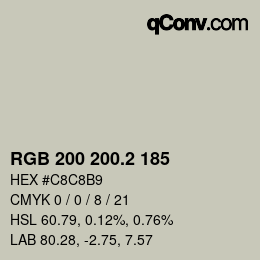 カラーコード: RGB 200 200.2 185 | qconv.com
